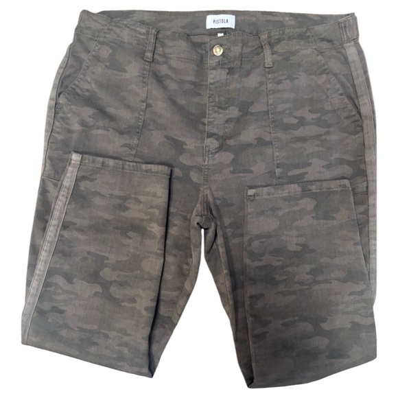 PISTOLA Olive Camouflage Cargo Utility Pants High Rise Relaxed Trousers Sz 33 - Picture 1 of 12